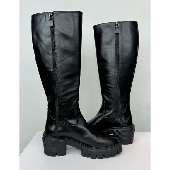 New Stuart Weitzman Soho Knee High Boot Black Leather Sz 7 - Picture 14 of 16